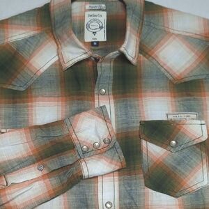 Diesel Western Pearl Snap Plaid Long Sleeve Button-up Mens Shirt Size Medium‎